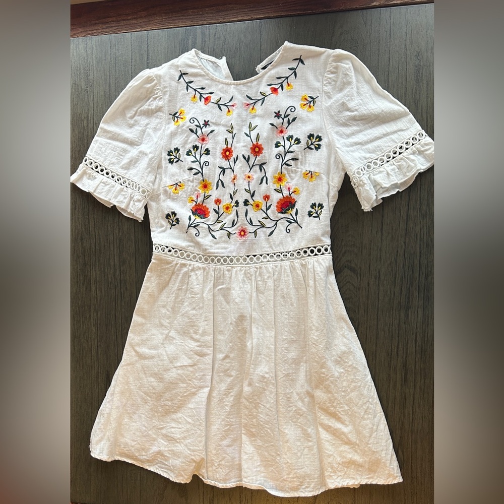Floral Embroidered White Dress